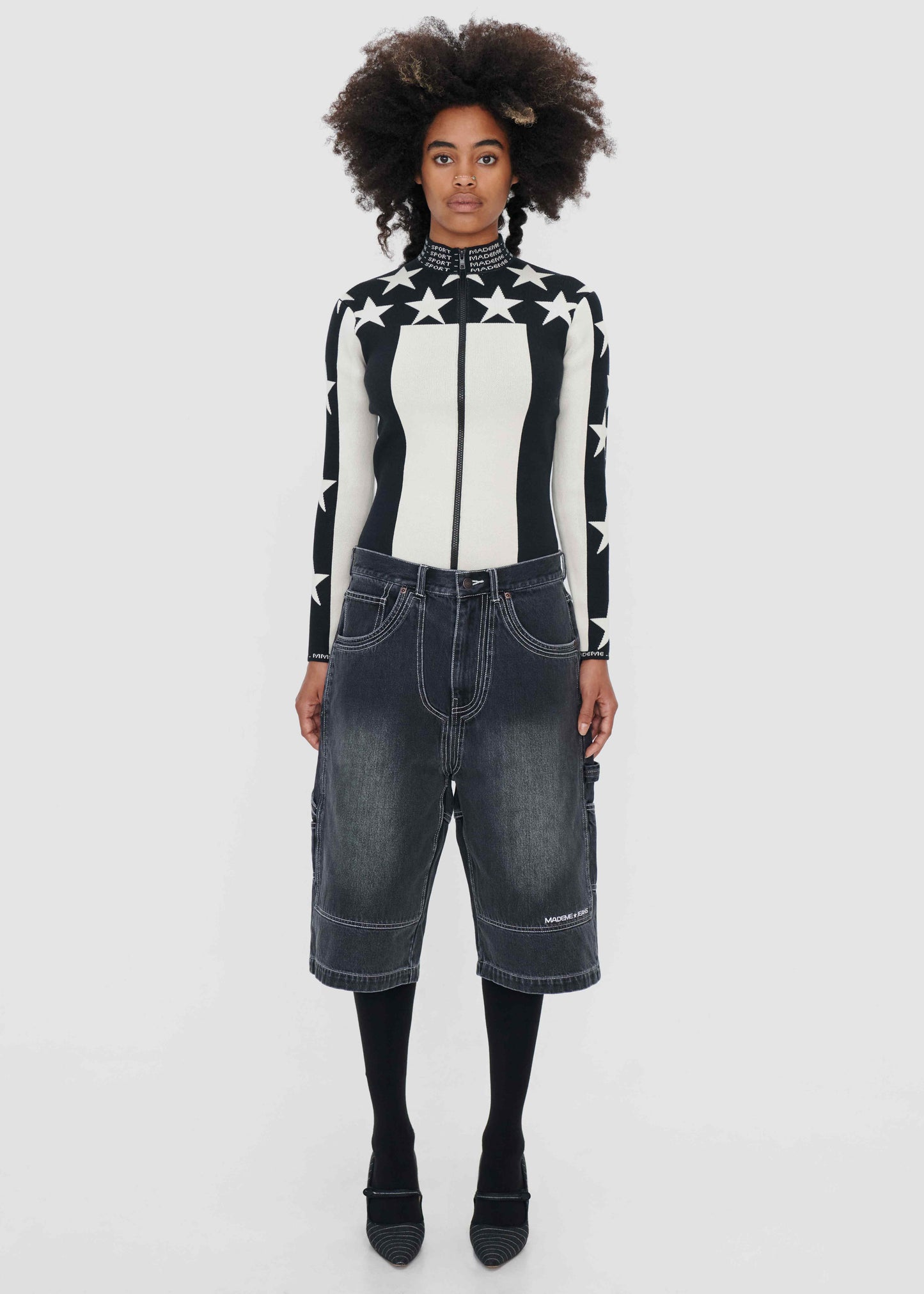DENIM BAGGY DOUBLE-KNEE SHORT