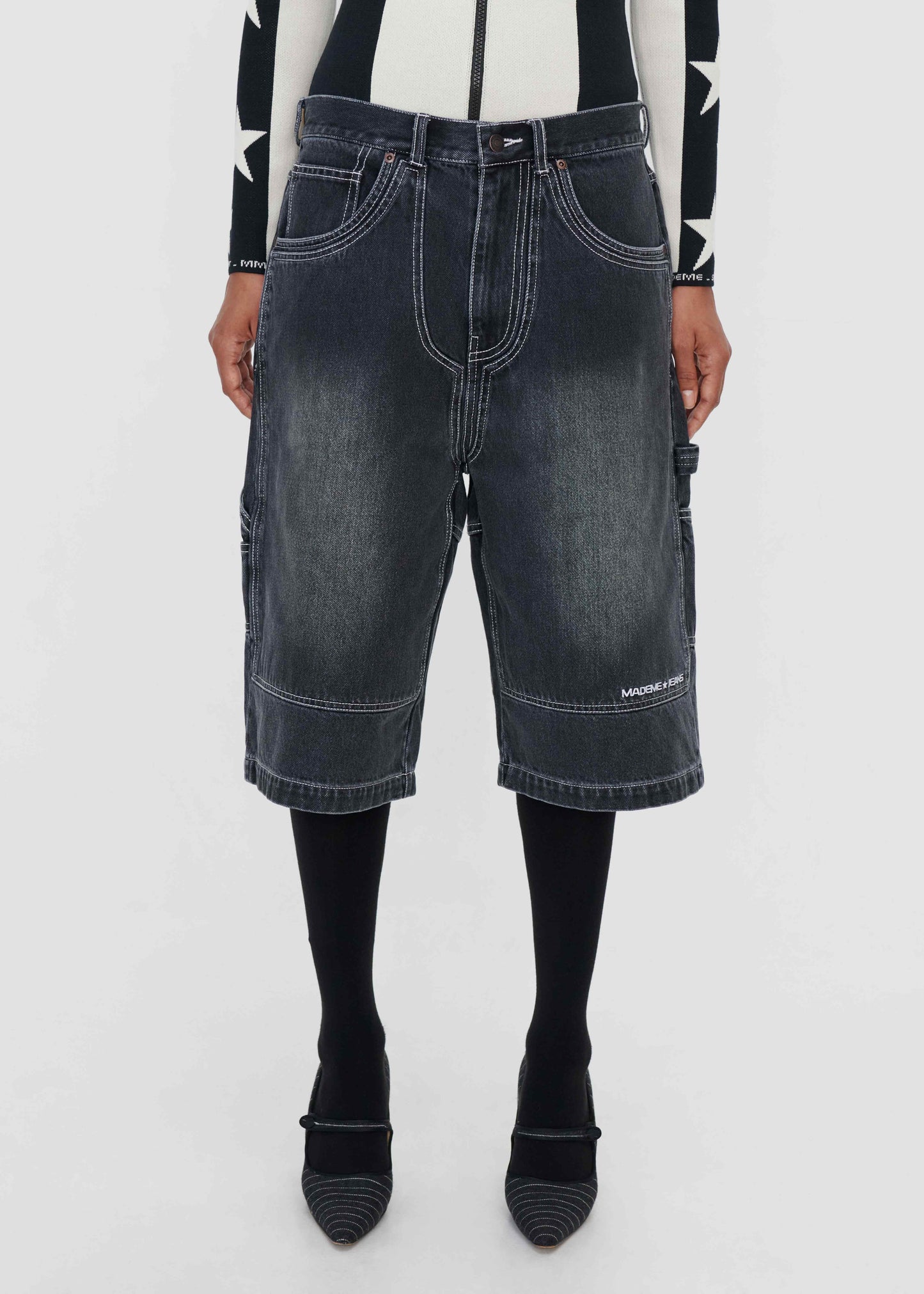 DENIM BAGGY DOUBLE-KNEE SHORT