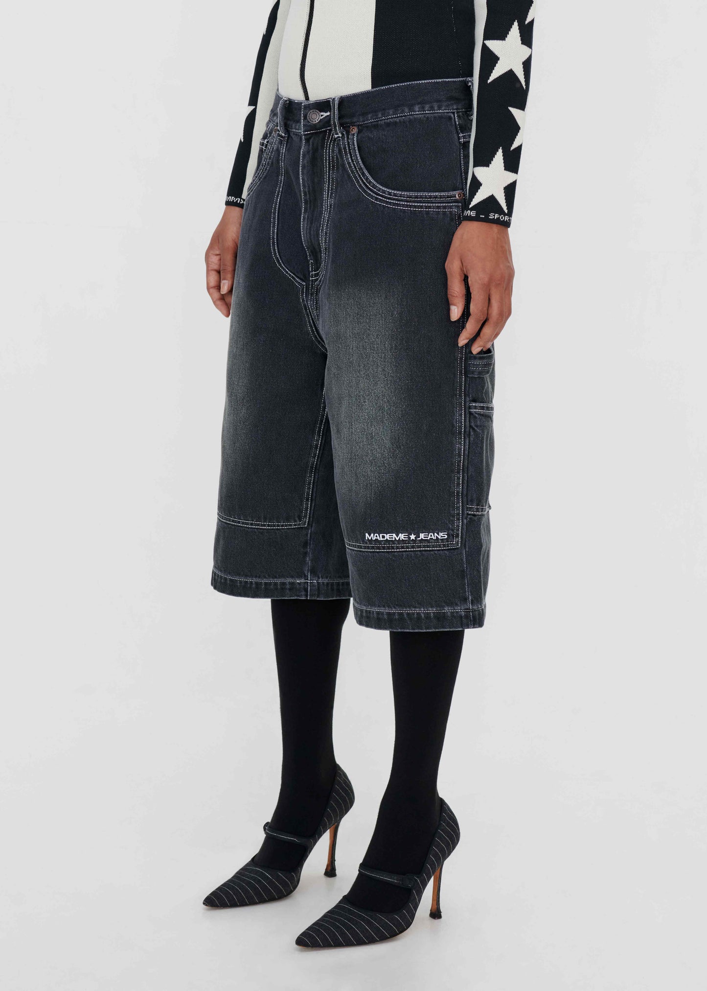 DENIM BAGGY DOUBLE-KNEE SHORT